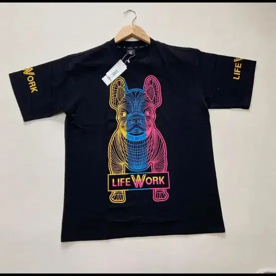 [SOLD OUT] 라이프워크 불독 반팔 티셔츠 블랙 L(100)