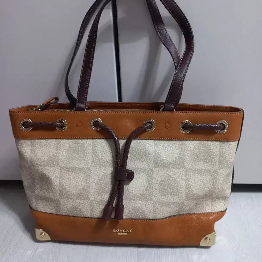[BUNJANG] Lovecat Leather Tote Bag &amp; Shoulder Bag / 러브캣 가죽 토트백 겸 숄더백