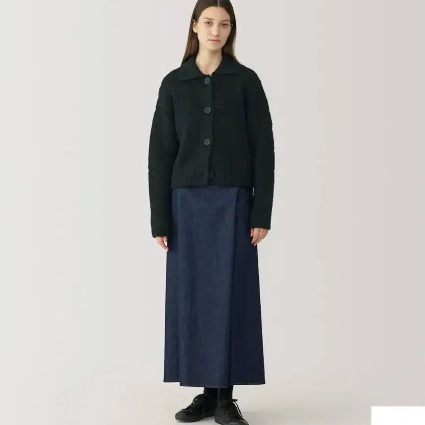 [BUNJANG] MUJI Labo Merino Wool Big Collar Cardigan - Black / L) 무지 labo 빅카라 메리노 울 가디건 블랙