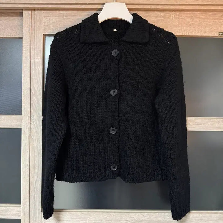 [BUNJANG] MUJI Labo Merino Wool Big Collar Cardigan - Black / L) 무지 labo 빅카라 메리노 울 가디건 블랙