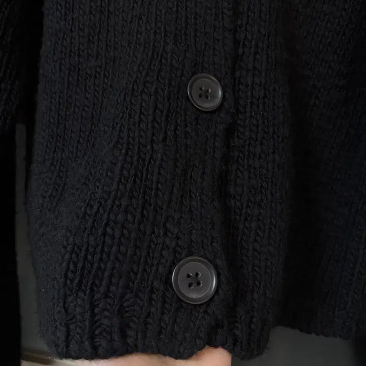 [BUNJANG] MUJI Labo Merino Wool Big Collar Cardigan - Black / L) 무지 labo 빅카라 메리노 울 가디건 블랙