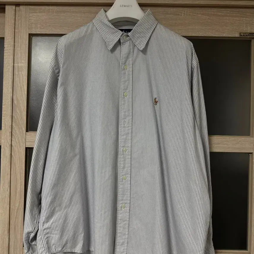 [BUNJANG] Polo Ralph Lauren Striped Shirt / free) 폴로 스트라이프 멀티로고 하늘색