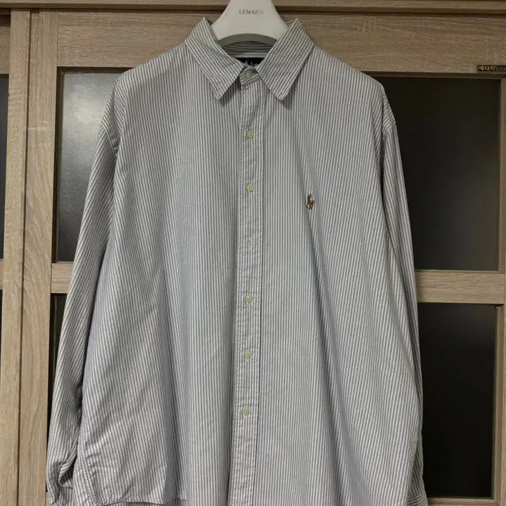 [BUNJANG] Polo Ralph Lauren Striped Shirt / free) 폴로 스트라이프 멀티로고 하늘색