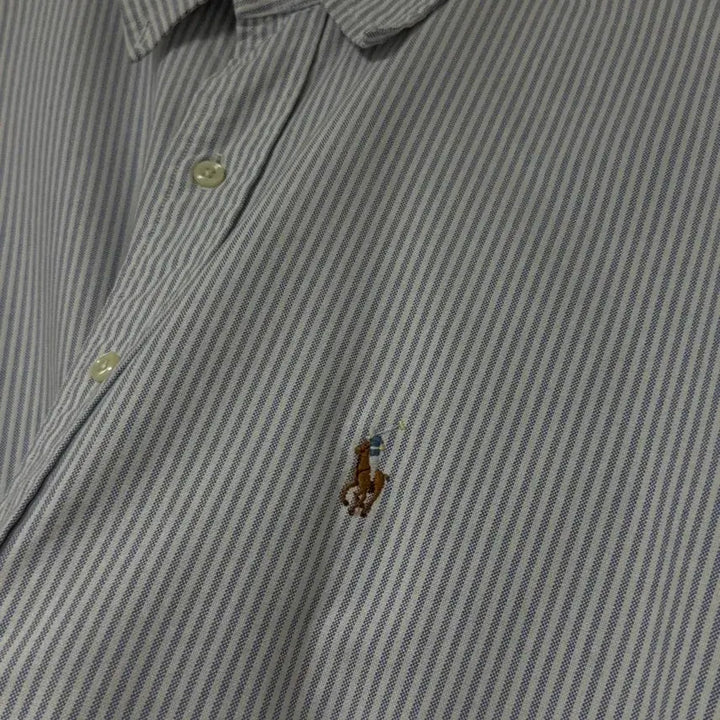 [BUNJANG] Polo Ralph Lauren Striped Shirt / free) 폴로 스트라이프 멀티로고 하늘색
