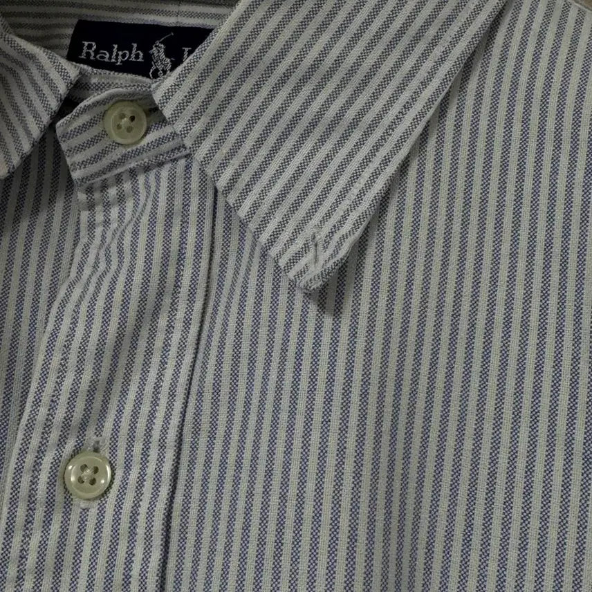 [BUNJANG] Polo Ralph Lauren Striped Shirt / free) 폴로 스트라이프 멀티로고 하늘색