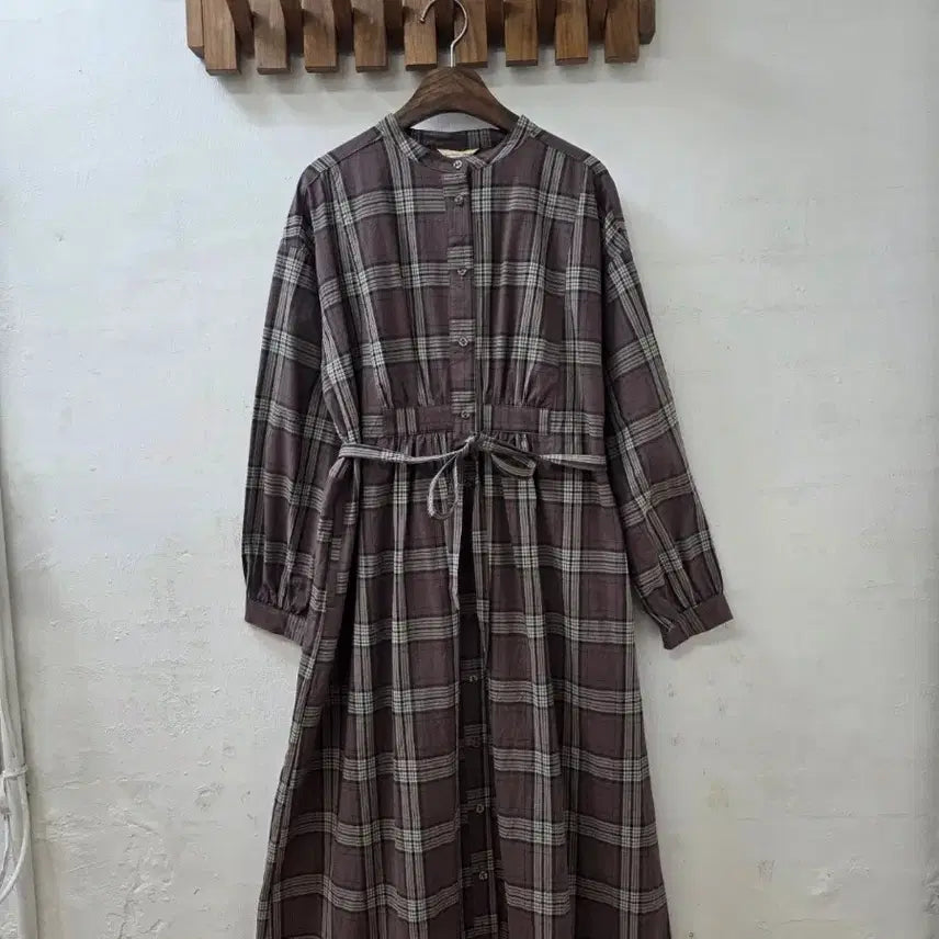 [BUNJANG] Samansa Mos2 Checkered Cotton Long Dress / 사만사모스2 체크면원피스