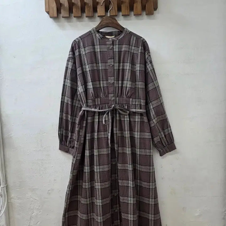 [BUNJANG] Samansa Mos2 Checkered Cotton Long Dress / 사만사모스2 체크면원피스
