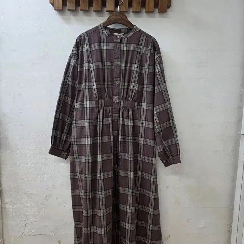 [BUNJANG] Samansa Mos2 Checkered Cotton Long Dress / 사만사모스2 체크면원피스