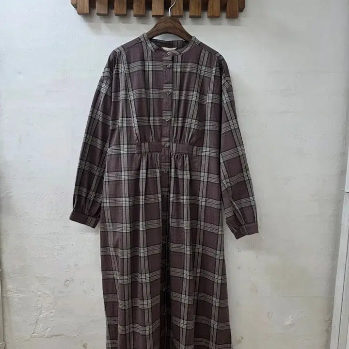 [BUNJANG] Samansa Mos2 Checkered Cotton Long Dress / 사만사모스2 체크면원피스