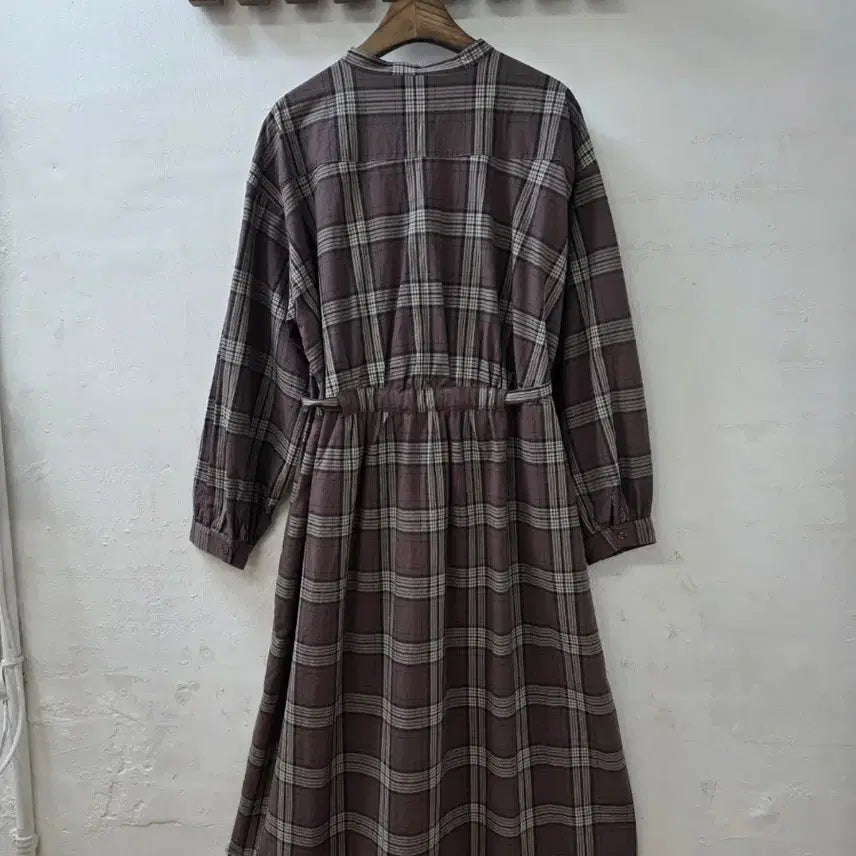 [BUNJANG] Samansa Mos2 Checkered Cotton Long Dress / 사만사모스2 체크면원피스
