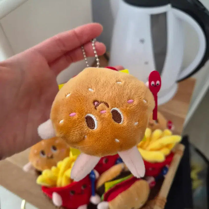 [BUNJANG] Burger and Potato Keychain Dolls / 햄버거 포테이토 키링인형