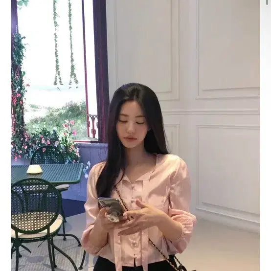 [BUNJANG] Jennio Mayvin Blouse Peach Pink / 제니오 메이빈 블라우스 피치핑크