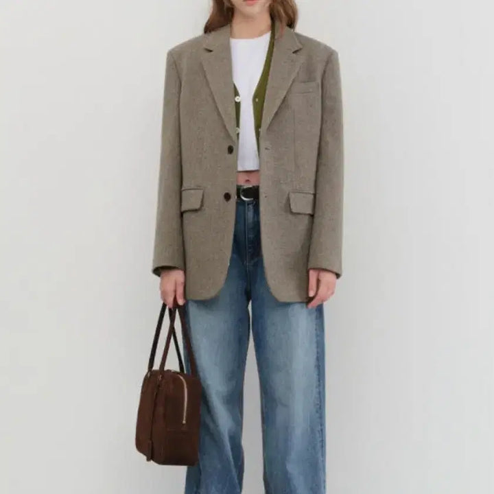 [BUNJANG] Dunst Unisex 2 Button Graysih Beige Coat / 던스트 UNISEX 2 BUTTON 그레이시베이지 s