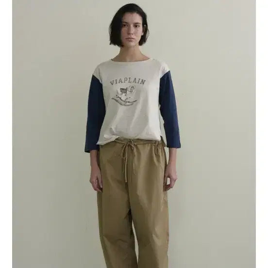 [BUNJANG] Via Plain 26ss Long Sleeve T-Shirt Navy / 비아플레인 26ss 긴팔 티셔츠 새제품