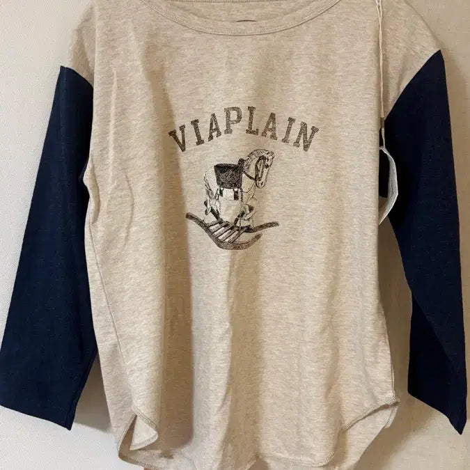 [BUNJANG] Via Plain 26ss Long Sleeve T-Shirt Navy / 비아플레인 26ss 긴팔 티셔츠 새제품