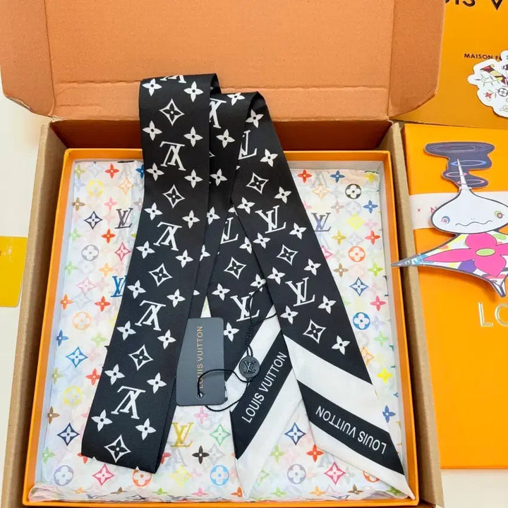 [BUNJANG] Louis Vuitton Bandana Scarf Black/White / 루이비통 블랙/화이트 방도 스카프