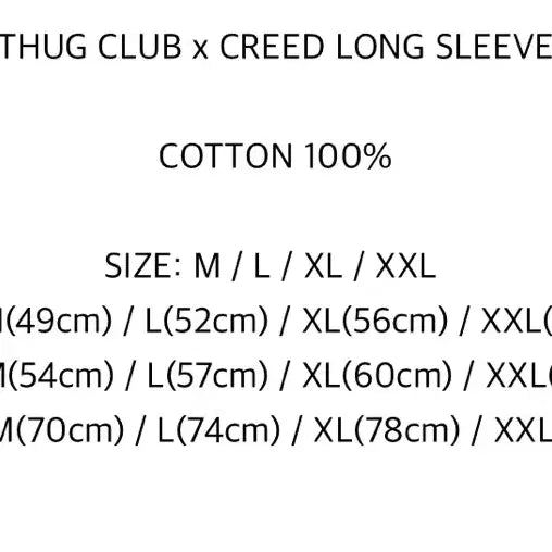 [BUNJANG] THUG CLUB x CREED LONG SLEEVE / THUG CLUB x CREED LONG SLEEVE