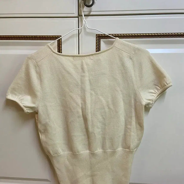 [BUNJANG] SJSJ Ivory Ribbon Knit Top / sjsj 리본 반팔니트