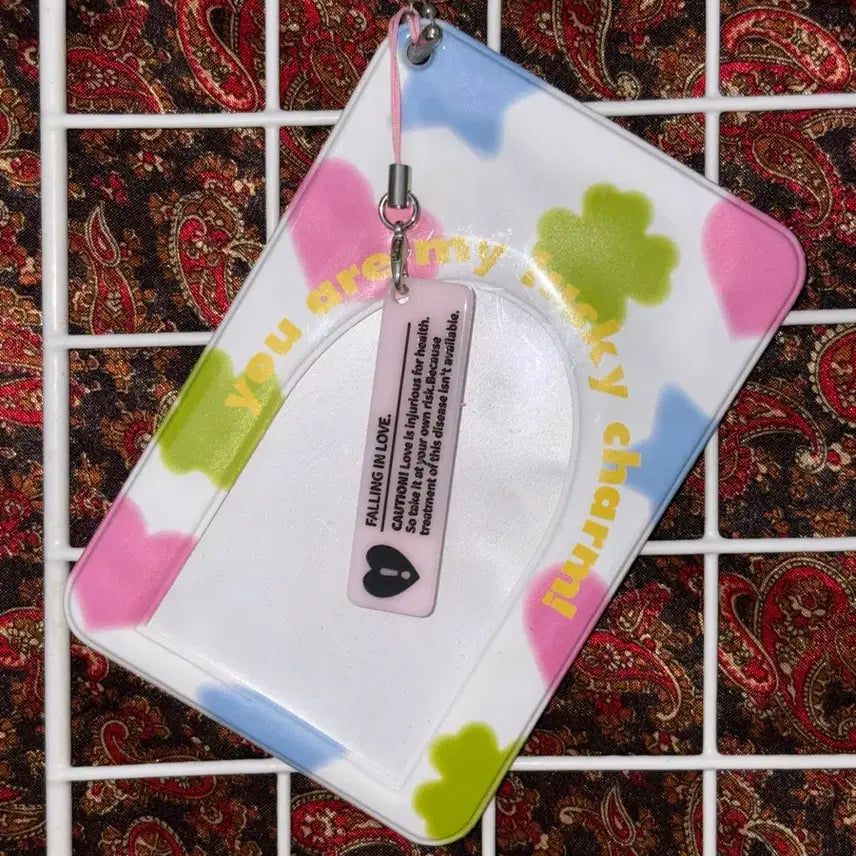 [BUNJANG] Mafiaea Lucky Charm Photocard Holder + Caution Phrase Keychain Set / 마페아 럭키참 포카홀더 + 주의문구 키링 세트