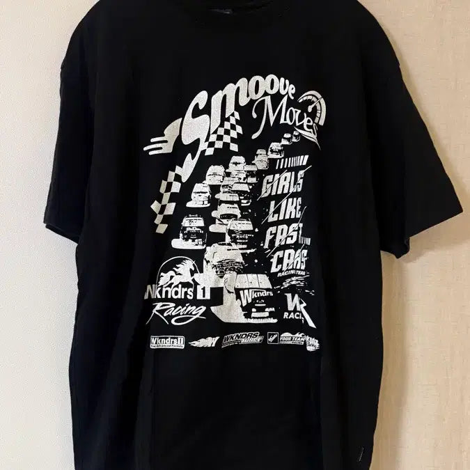[BUNJANG] WKNDRS Racing Short-Sleeve T-Shirt Black / 위켄더스 WKNDRS 레이싱 반팔 티셔츠 블랙