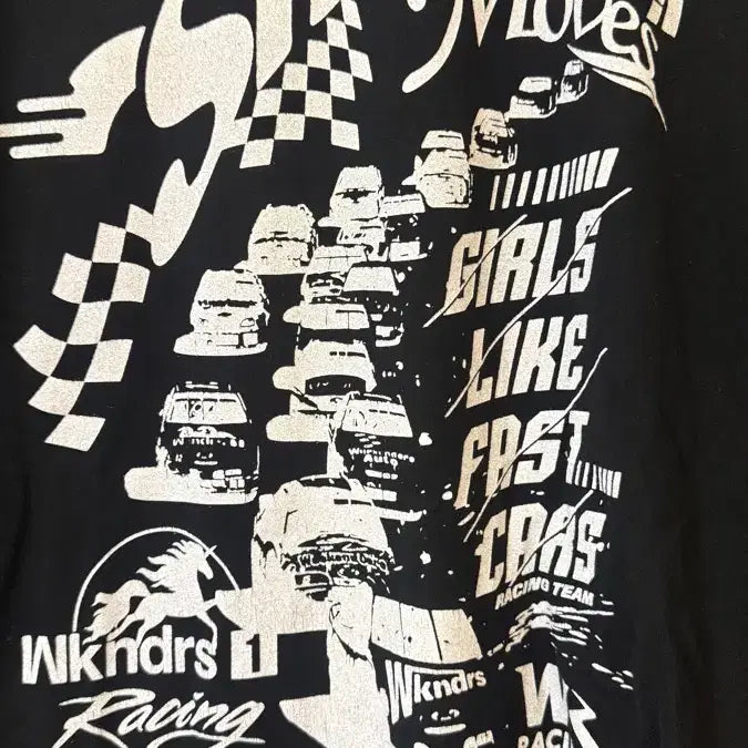 [BUNJANG] WKNDRS Racing Short-Sleeve T-Shirt Black / 위켄더스 WKNDRS 레이싱 반팔 티셔츠 블랙