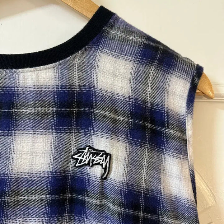 [BUNJANG] Stussy Checkered Cotton Sleeveless Top / 스투시 체크 코튼 슬리브리스