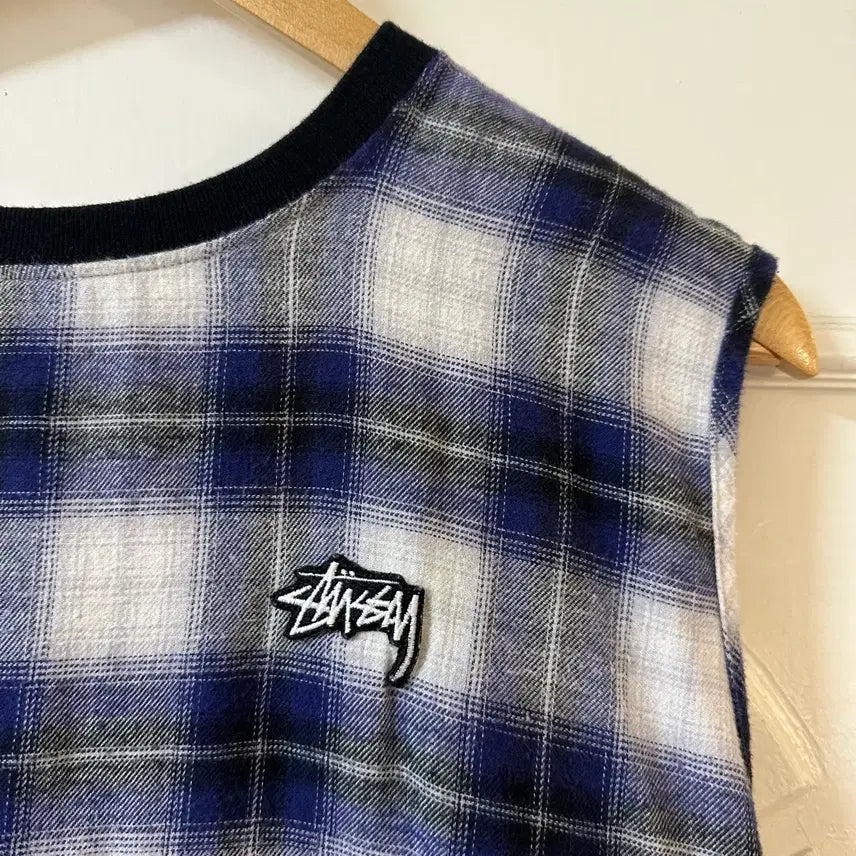 [BUNJANG] Stussy Checkered Cotton Sleeveless Top / 스투시 체크 코튼 슬리브리스