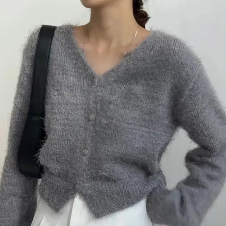[BUNJANG] Angora Solip Cardigan Ivory / 솔잎 앙고라 가디건 봄