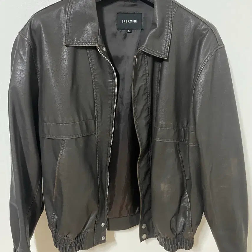 [BUNJANG] Sperone Brown Leather Jacket L / 스페로네 브라운 레더 자켓 L