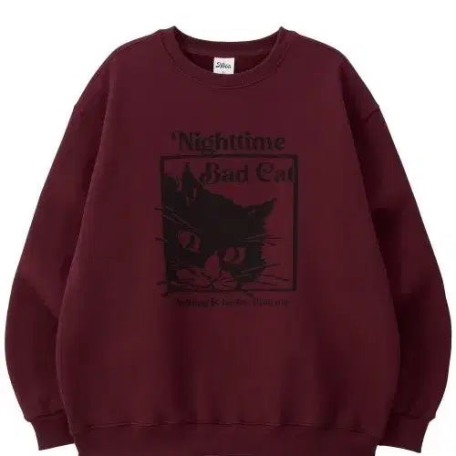 [BUNJANG] Nothing Is Better Than Me BAD CAT SWEATSHIRT Burgundy M / 낫띵이즈베럴댄미 BAD CAT SWEATSHIRT_burgundy M