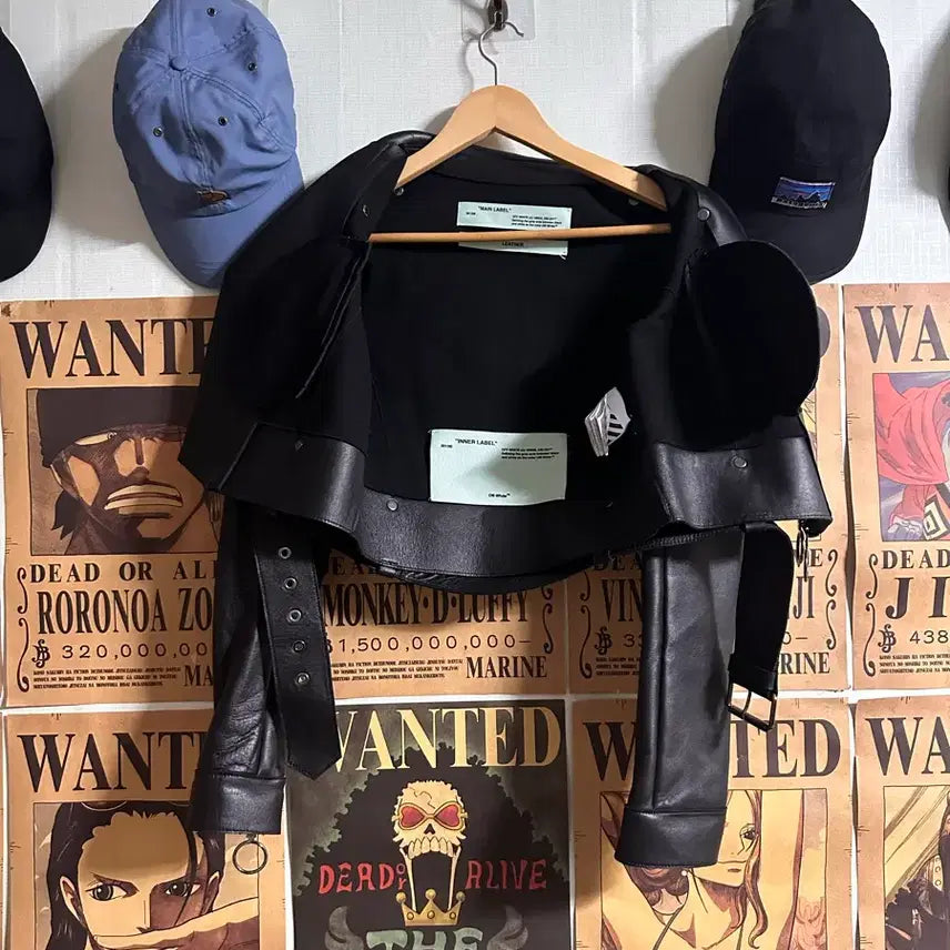[BUNJANG] Off-White Leather Biker Jacket / 오프화이트 가죽 블랙 레더 바이커 자켓
