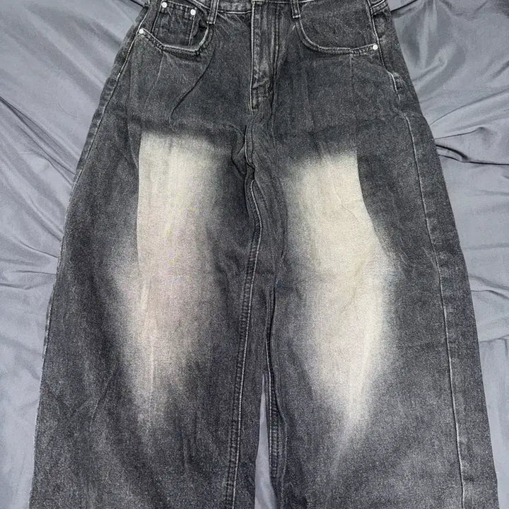 [BUNJANG] Daysee 핀턱 Vintage Wash Wide Denim Pants (Short M) / 데이시 핀턱 빈티지 워싱 와이드 데님 팬츠 (숏M)