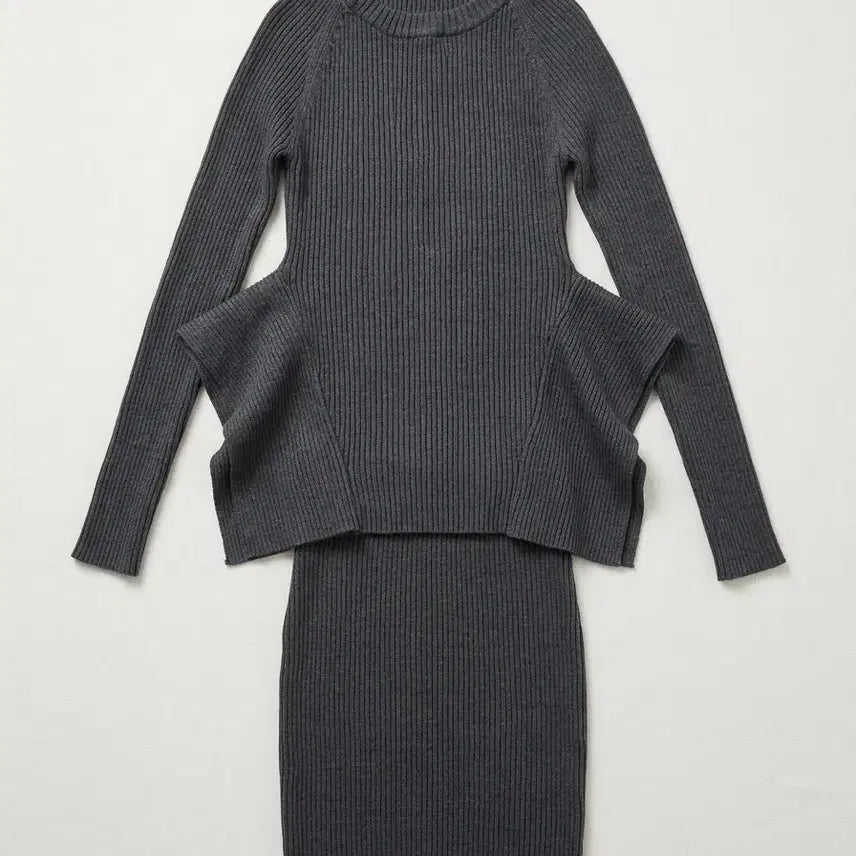 [BUNJANG] Gray Knit Two-Piece Set / 그레이 니트 투피스