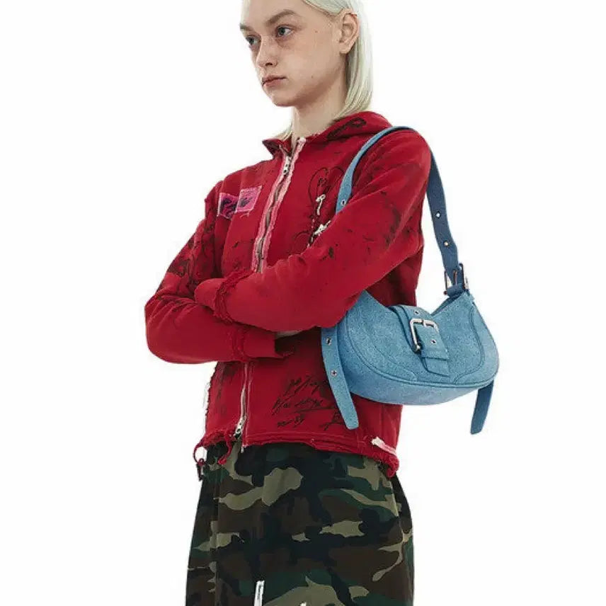 [BUNJANG] Osoi Denim Hobo Buckle Bag / 오소이 데님 호보 버클백 osoi hobo brocle