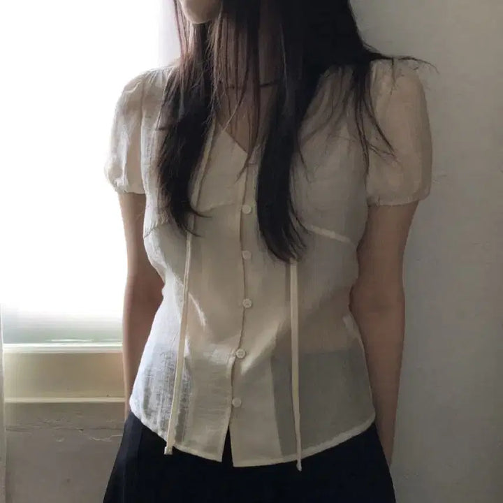 [BUNJANG] Our_F Pure Ribbon Blouse Cream Color / 아워프 퓨어 리본 블라우스 크림컬러