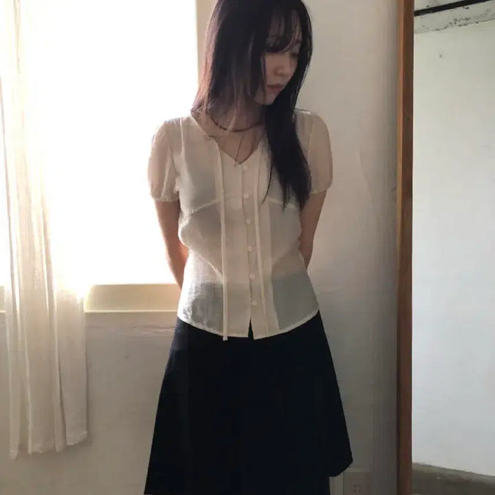 [BUNJANG] Our_F Pure Ribbon Blouse Cream Color / 아워프 퓨어 리본 블라우스 크림컬러