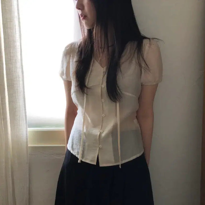 [BUNJANG] Our_F Pure Ribbon Blouse Cream Color / 아워프 퓨어 리본 블라우스 크림컬러