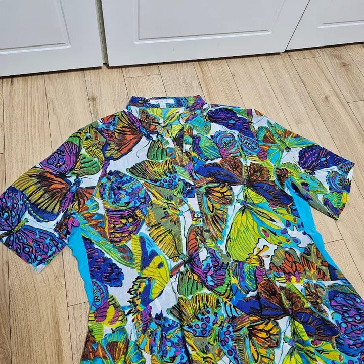 [BUNJANG] Butterfly Pattern Shirt Dress XXL / 나비 패턴 셔츠형 원피스 XXl 66정도사이즈