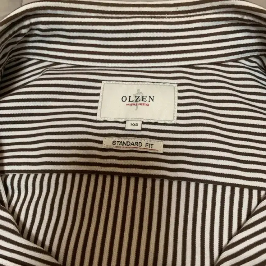 [BUNJANG] Olzen Striped Brown Shirt / 무료배송 105 올젠 스트라이프 브라운 셔츠