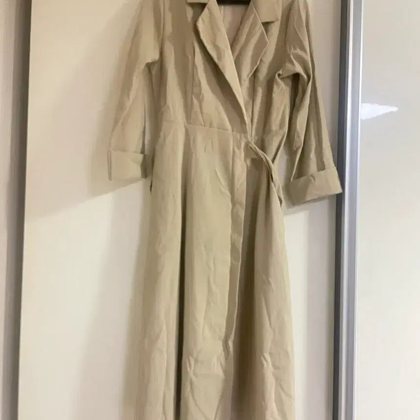 [BUNJANG] Beige Long Belted Dress / 베이지색 롱 벨트끈 원피스