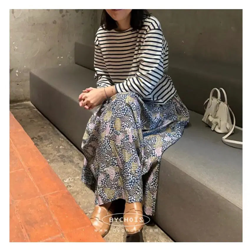 [BUNJANG] Forest 7-Part Striped T-shirt / 포레스트 단가라 7부 티셔츠