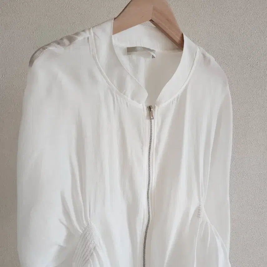 [SOLD OUT] 화이트 텐셀 시스루 점퍼 / 바람막이 크롭 집업 자켓 에어컨가디건