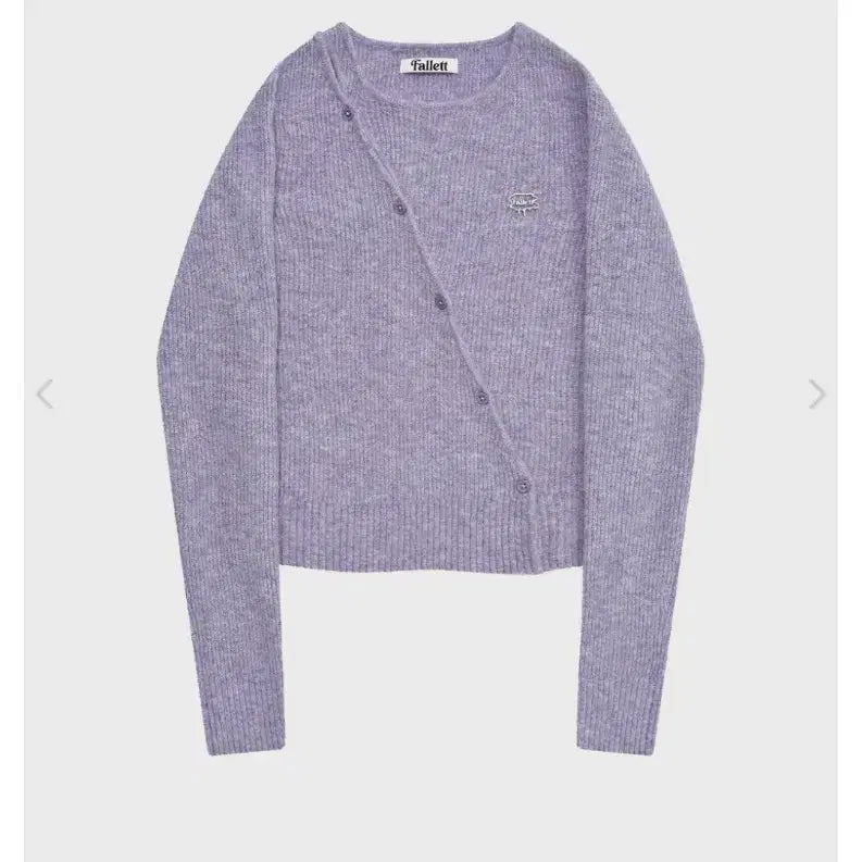 [BUNJANG] Pallet Slit Button Knit Cardigan / 팔렛 슬릿 버튼니트 퍼플 언발란스 가디건 사선니트