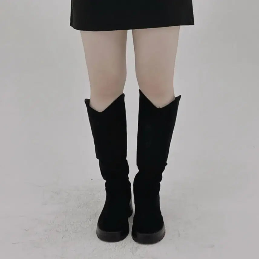 [BUNJANG] Habby Sister Black Suede Western Long Boots (New) / 하비언니 블랙 스웨이드 롱부츠 (새상품)