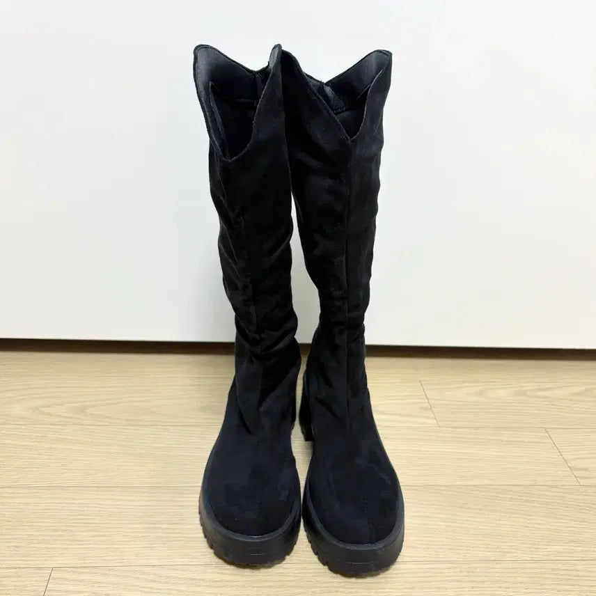 [BUNJANG] Habby Sister Black Suede Western Long Boots (New) / 하비언니 블랙 스웨이드 롱부츠 (새상품)