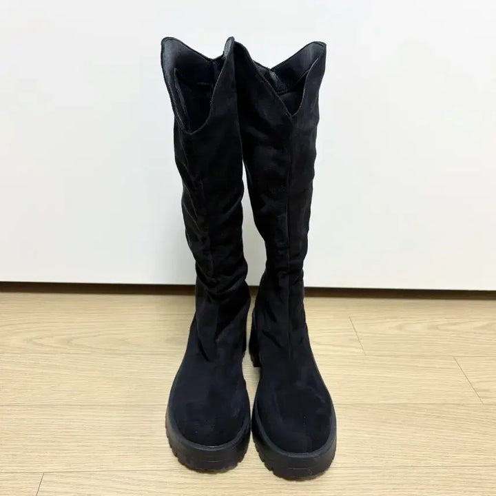[BUNJANG] Habby Sister Black Suede Western Long Boots (New) / 하비언니 블랙 스웨이드 롱부츠 (새상품)