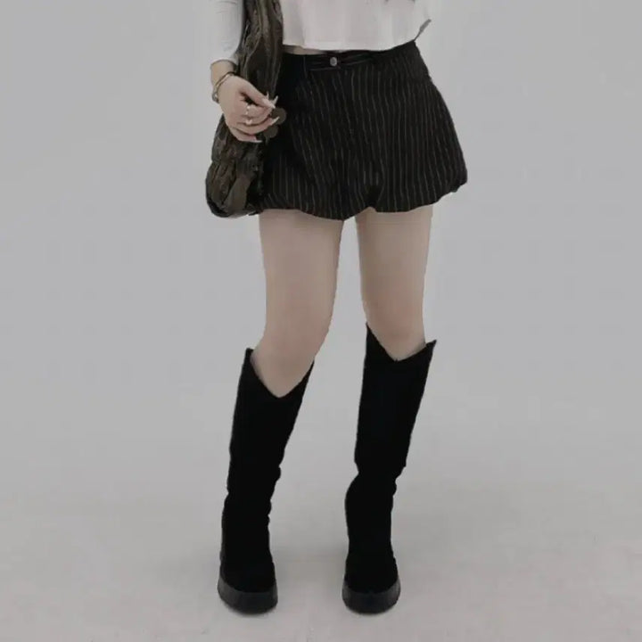 [BUNJANG] Habby Sister Black Suede Western Long Boots (New) / 하비언니 블랙 스웨이드 롱부츠 (새상품)