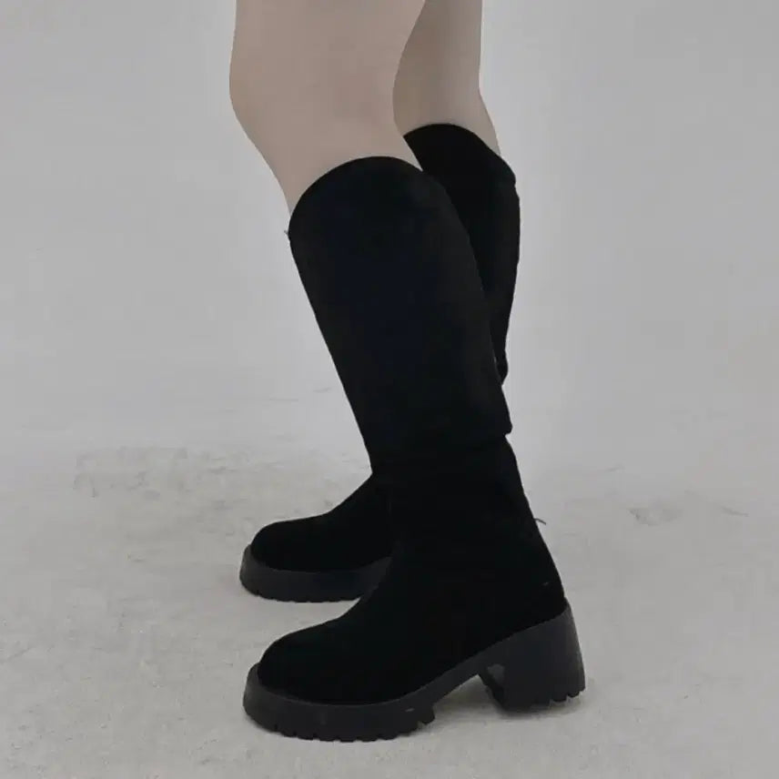 [BUNJANG] Habby Sister Black Suede Western Long Boots (New) / 하비언니 블랙 스웨이드 롱부츠 (새상품)