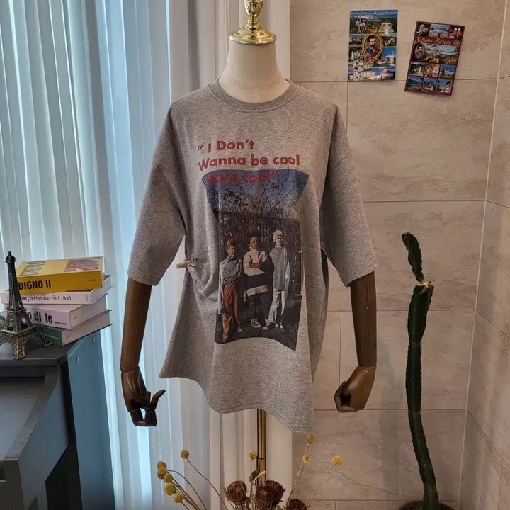 [BUNJANG] Printed Oversized T-shirt Gray / 프린팅 박시 티셔츠 그레이