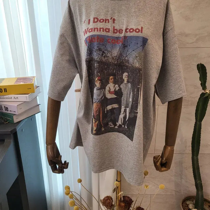 [BUNJANG] Printed Oversized T-shirt Gray / 프린팅 박시 티셔츠 그레이